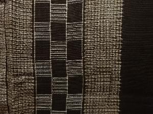 アンティーク　縞に市松模様織り出し本場泥大島紬着物